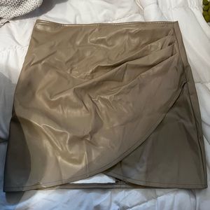 Tan leather skirt